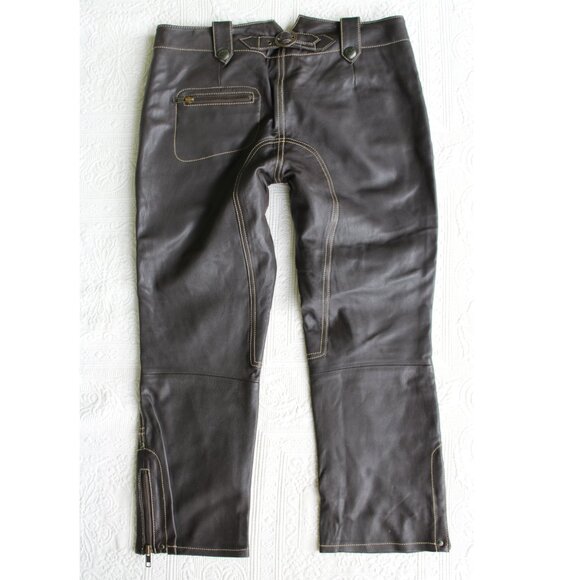 CASCH GRO ABRAHAMSSON vintage leather cropped pant equestrian POLO Jodhpurs 38 - Picture 3 of 9